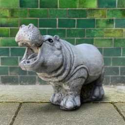 Handcrafted Concrete Hippo Statue Stone Animal Garden Figurine Outdoor Wildlife Decor Cement Hippopotamus Ornament Lawn Art Lover Gift - thumbnail 1