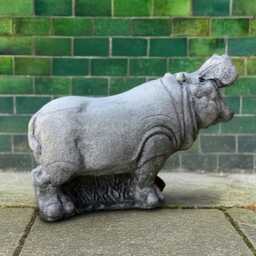 Handcrafted Concrete Hippo Statue Stone Animal Garden Figurine Outdoor Wildlife Decor Cement Hippopotamus Ornament Lawn Art Lover Gift - thumbnail 3