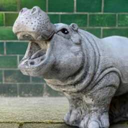 Handcrafted Concrete Hippo Statue Stone Animal Garden Figurine Outdoor Wildlife Decor Cement Hippopotamus Ornament Lawn Art Lover Gift - thumbnail 2