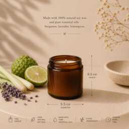 Aromatherapy Soy Candles - Hand-Poured, Essential Oil Scents For Relaxation 120/180/300/500G- Refill 30Cl Candle - Perfect Gift Focus - thumbnail 4