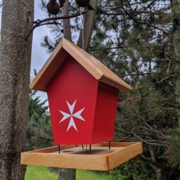 Maltese Cross Bird Feeder, Hand Built Plywood - thumbnail 2