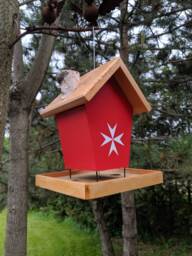 Maltese Cross Bird Feeder, Hand Built Plywood - thumbnail 1