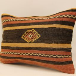 Vintage Turkish Kilim Pillow - 14x20 Wool Boho Cushion - thumbnail 3