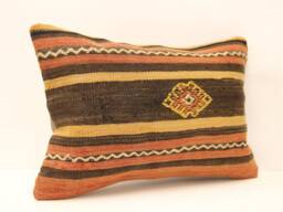 Vintage Turkish Kilim Pillow - 14x20 Wool Boho Cushion