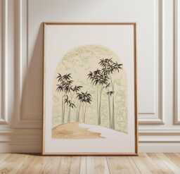 Bamboo Landscape Poster - Minimal Japanese Wall Art Neutral Zen Nature Print