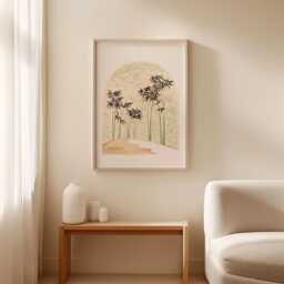 Bamboo Landscape Poster - Minimal Japanese Wall Art Neutral Zen Nature Print - thumbnail 3