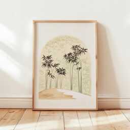 Bamboo Landscape Poster - Minimal Japanese Wall Art Neutral Zen Nature Print - thumbnail 4