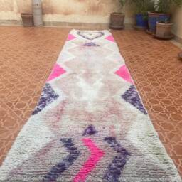 Handmade Wool Berber Runner Rug 2.5 X 10.5 Ft, Low Pile - thumbnail 2