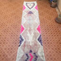 Handmade Wool Berber Runner Rug 2.5 X 10.5 Ft, Low Pile - thumbnail 3