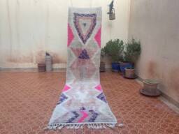 Handmade Wool Berber Runner Rug 2.5 X 10.5 Ft, Low Pile - thumbnail 1