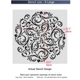 Large Wall Stencils Damask Stencil Diy Reusable Pattern Decor Faux Mural V0023 - thumbnail 3