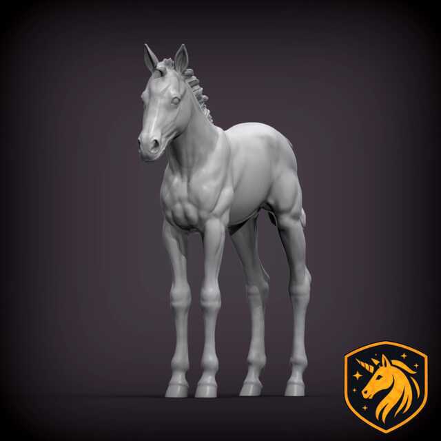 Foal - Standing Pose - Unpainted Resin Model - Realistic Young Horse Sculpture - image 1