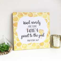 Proverbs 1624 Wall Art, Kind Words Are Like Honey Sweet To The Soul, Kindness Bible Verse Plaque, Christian Gift For Friend - thumbnail 3