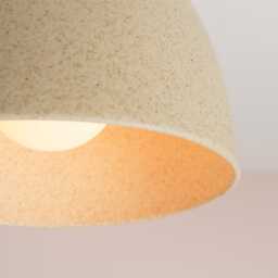 Speckled Cream Matt Element Flush Mount Ceiling Light in Ceramic & Oak - thumbnail 2