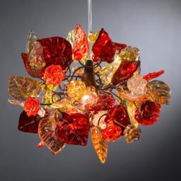 Warm Color Floral Pendant Light, Handcrafted Resin Ceiling Fixture - thumbnail 2