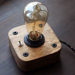 Handmade Wooden Edison Lamp Steampunk Industrial Night Light - thumbnail 3