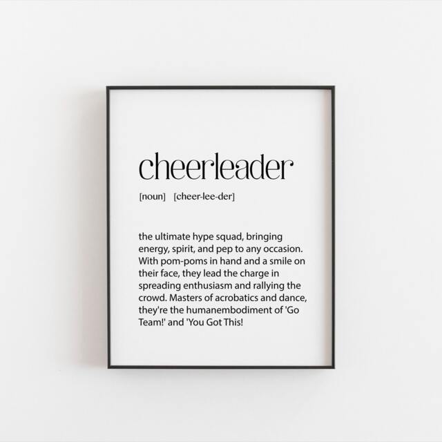 Cheerleader Print, Definition Cheerleading Wall Art, Great Gift Idea, Dorm, Bedroom Space Cheer Leader Present - image 1