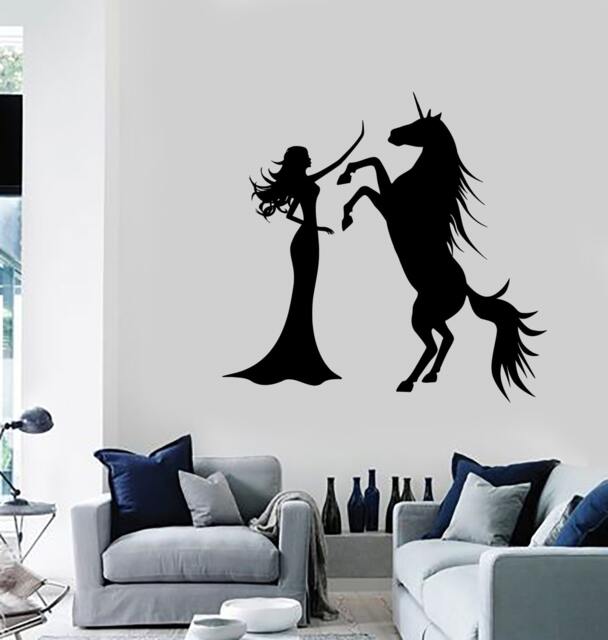 Wall Vinyl Decal Fairy Unicorn Nursery Room Kids Children Decor Mural Art 1475Dz - image 1