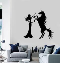 Wall Vinyl Decal Fairy Unicorn Nursery Room Kids Children Decor Mural Art 1475Dz - thumbnail 1