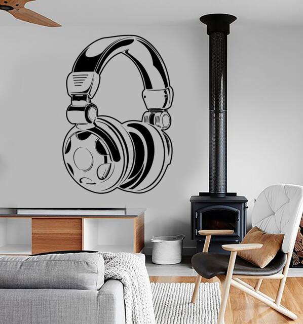Wall Vinyl Music Headphones Earphones Song Guaranteed Quality Decal Mural Art 1577Dz - image 1