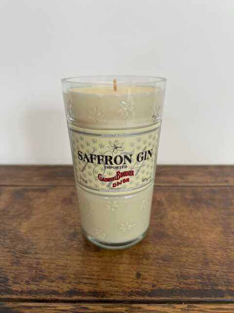 Gabriel Boudier Gin Bottle Candle - Lemongrass & Ginger Scented Soy Wax Repurposed Glass - image 1