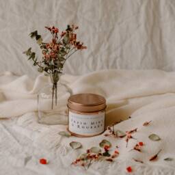 Fresh Mint & Rhubarb Handmade, Soy Wax, Vegan, Eco Friendly Candle - thumbnail 3