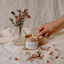 Fresh Mint & Rhubarb Handmade, Soy Wax, Vegan, Eco Friendly Candle - thumbnail 1