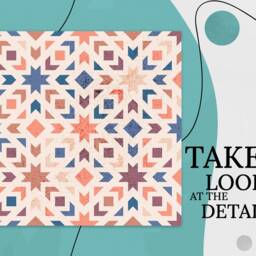 Oriental Motif Vinyl Flooring, Orange Retro Floor Art, Blue Custom Geometric Bedroom Inspirations, Eco Friendly - thumbnail 2