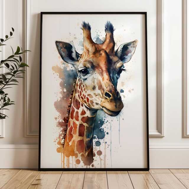 Watercolour Giraffe Print - Nursery Wall Art, Baby Animal D??cor, Safari Poster - image 1