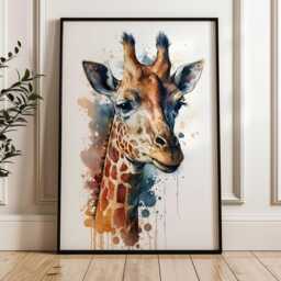 Watercolour Giraffe Print - Nursery Wall Art, Baby Animal D??cor, Safari Poster - thumbnail 1