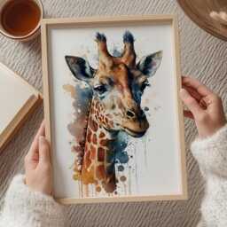 Watercolour Giraffe Print - Nursery Wall Art, Baby Animal D??cor, Safari Poster - thumbnail 2