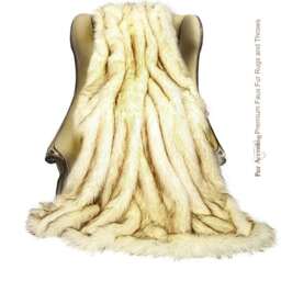 Brown Tip Arctic Fox Faux Fur Throw Blanket, Minky Lining