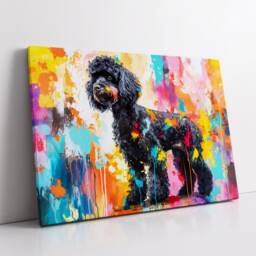 Poodle Abstract Dog Pet Animal Painting Splatter Wall Art, Framed Canvas Poster Print, Home Kitchen Office Room Decor, Family Gifts - thumbnail 2