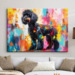 Poodle Abstract Dog Pet Animal Painting Splatter Wall Art, Framed Canvas Poster Print, Home Kitchen Office Room Decor, Family Gifts - thumbnail 1