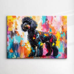 Poodle Abstract Dog Pet Animal Painting Splatter Wall Art, Framed Canvas Poster Print, Home Kitchen Office Room Decor, Family Gifts - thumbnail 3