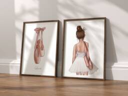 Set Of 2 Custom Ballerina Prints, Dance Print, Illustration, Ballet Decor, Wall Art, Pointe Shoes Unframed - thumbnail 1
