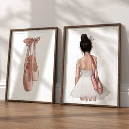 Set Of 2 Custom Ballerina Prints, Dance Print, Illustration, Ballet Decor, Wall Art, Pointe Shoes Unframed - thumbnail 3