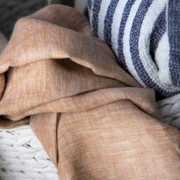 Belgian Linen Flat Sheet Natural Rust Orange, Custom Size - thumbnail 2