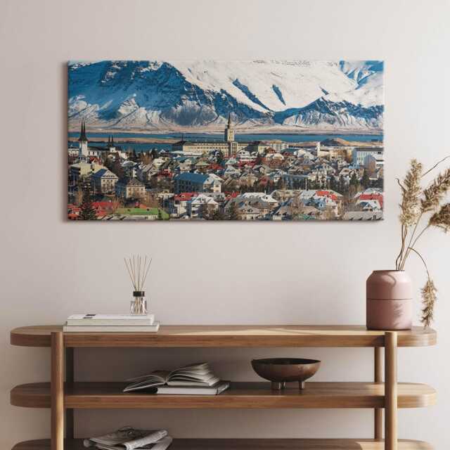 View Of Reykjavik Iceland Canvas, Wall Art Picture, Blue Decoration, Travel Canvas - image 1