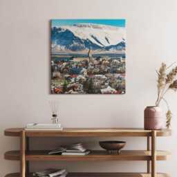 View Of Reykjavik Iceland Canvas, Wall Art Picture, Blue Decoration, Travel Canvas - thumbnail 3