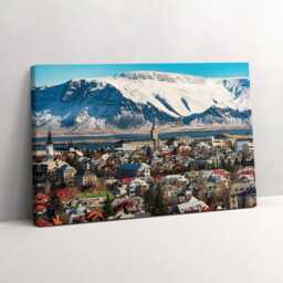 View Of Reykjavik Iceland Canvas, Wall Art Picture, Blue Decoration, Travel Canvas - thumbnail 2