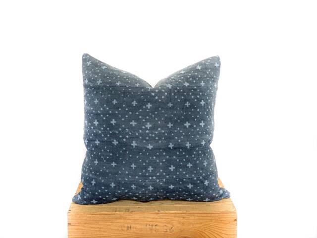 "steel Gray, Mud Cloth Pillow, Authentic Mudcloth, Multiple Sizes Available, "