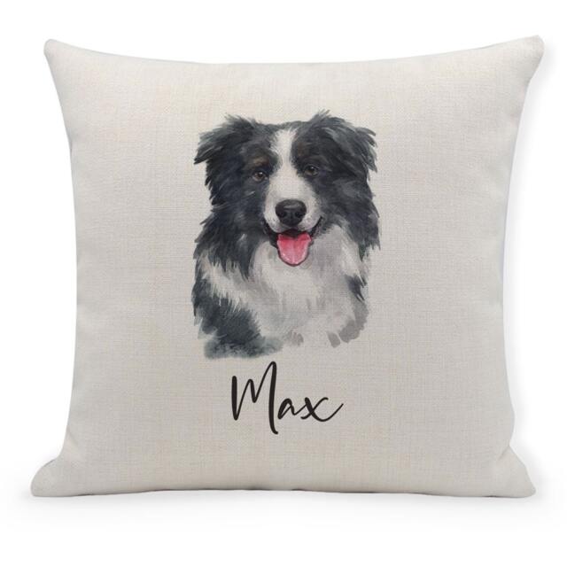 Personalised Border Collie Dog Cushion Cover, Pet Name, Home Decor, Pillow, 40cm - image 1