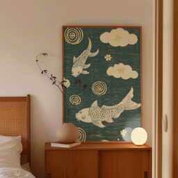 Koi Fish Poster, Japanese Wall Art, Oriental Nature Print - thumbnail 2