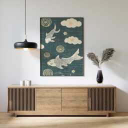 Koi Fish Poster, Japanese Wall Art, Oriental Nature Print - thumbnail 3