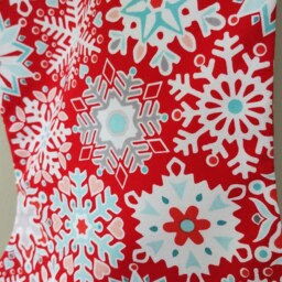 Handcrafted Christmas Stocking Bright Snowflake Print, Scandi Style - thumbnail 2