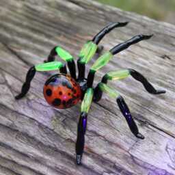 Uranium Tarantula Glass Spider Surprise Vaseline Figurine Uv Hand Blown - thumbnail 2