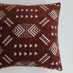 Moroccan Velvet Cushion Cover, Handmade Brocade Deep Brown Pillow Case, Decorative 16''x16''/40x40 cm - thumbnail 2