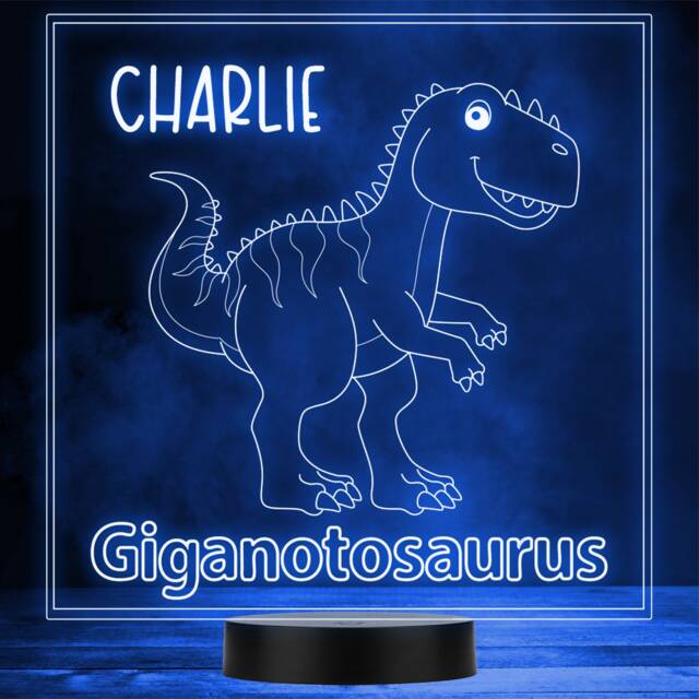 Kids Giganotosaurus Dinosaur Fan Cute Led Personalised Gift Night Light - image 1