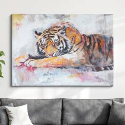 Tiger Abstract Oil Painting Framed Print & Canvas Large Sizes Wall Art Poster Animal Home Decor Interior Gift Idea - thumbnail 1